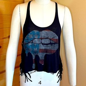 Freeze Tank Top American Flag Lips
